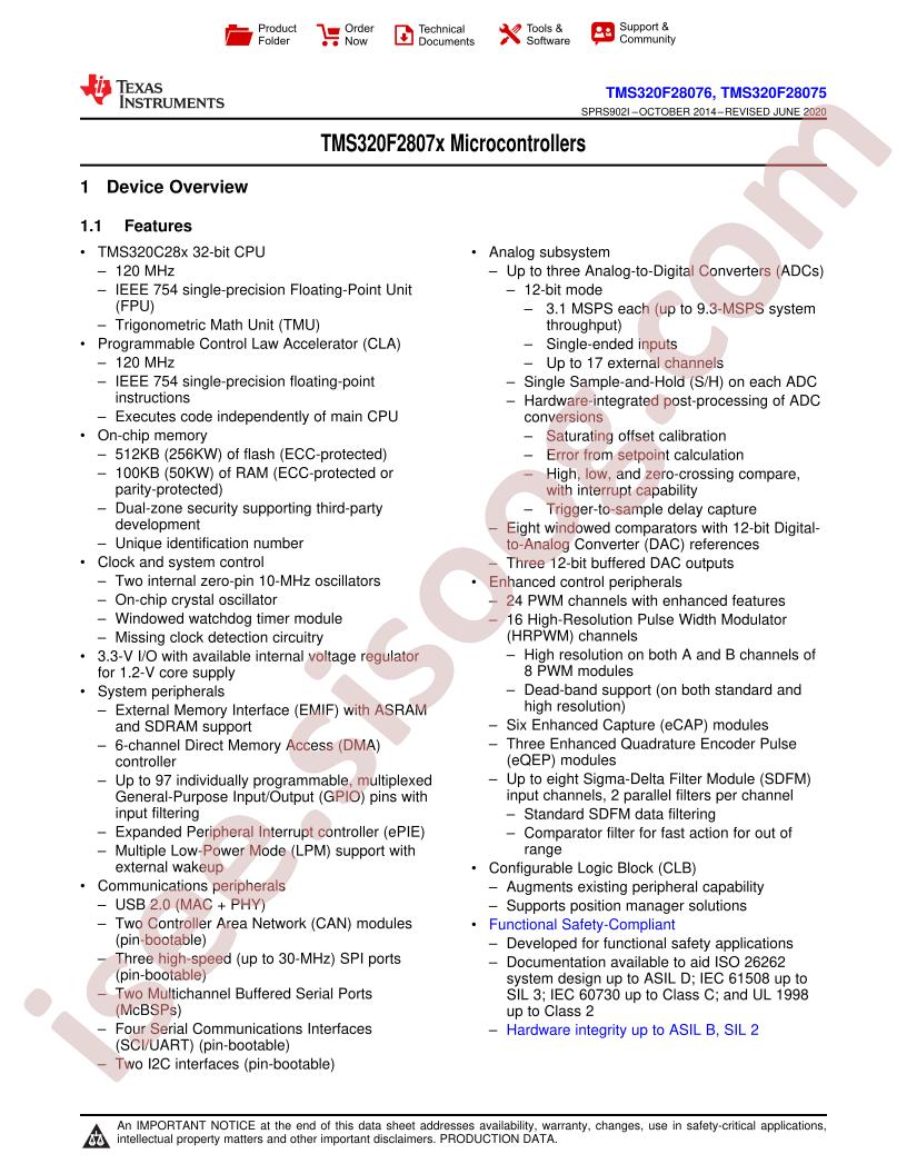 TMS320F2807(5, 6) Datasheet