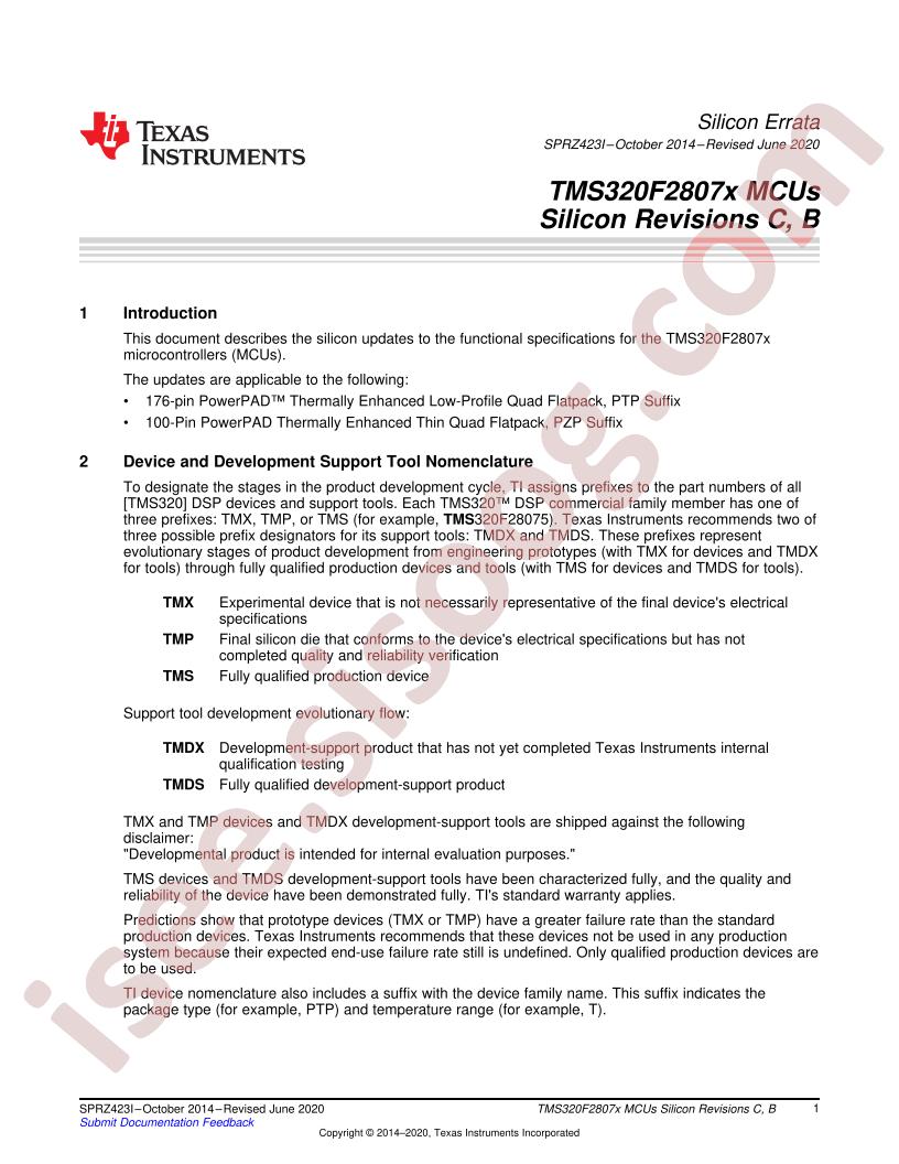 TMS320F28074,75 Errata