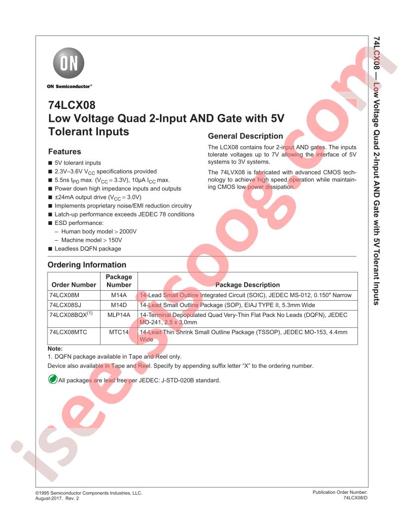 74LCX08 Datasheet