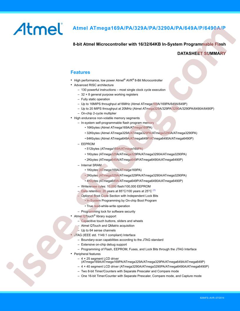 ATMEGA169A-6490P Summary