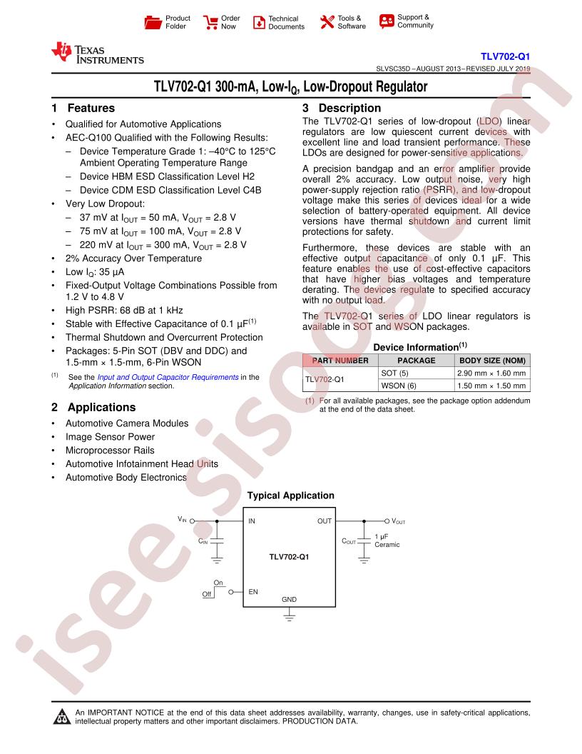 TLV702-Q1 Datasheet