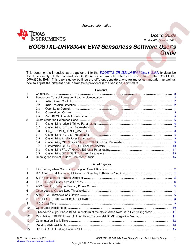 BOOSTXL-DRV8304x EVM Sensorless Software User Guide