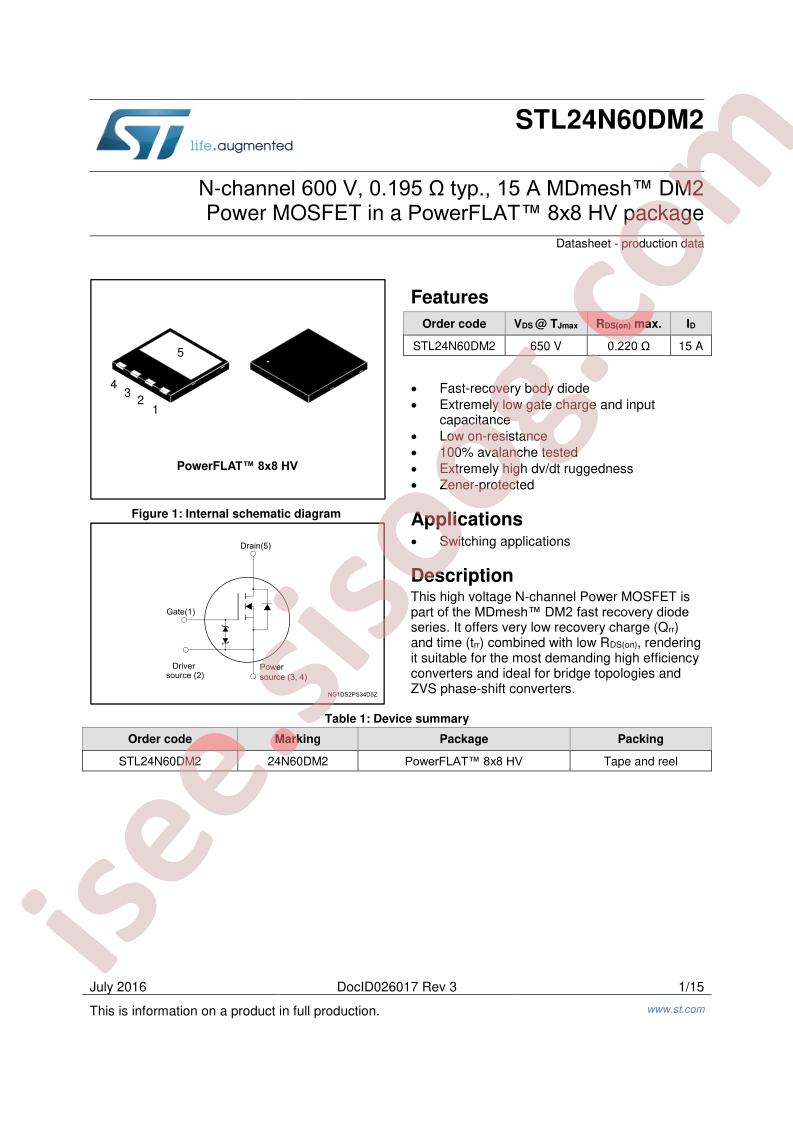 STL24N60DM2 Datasheet