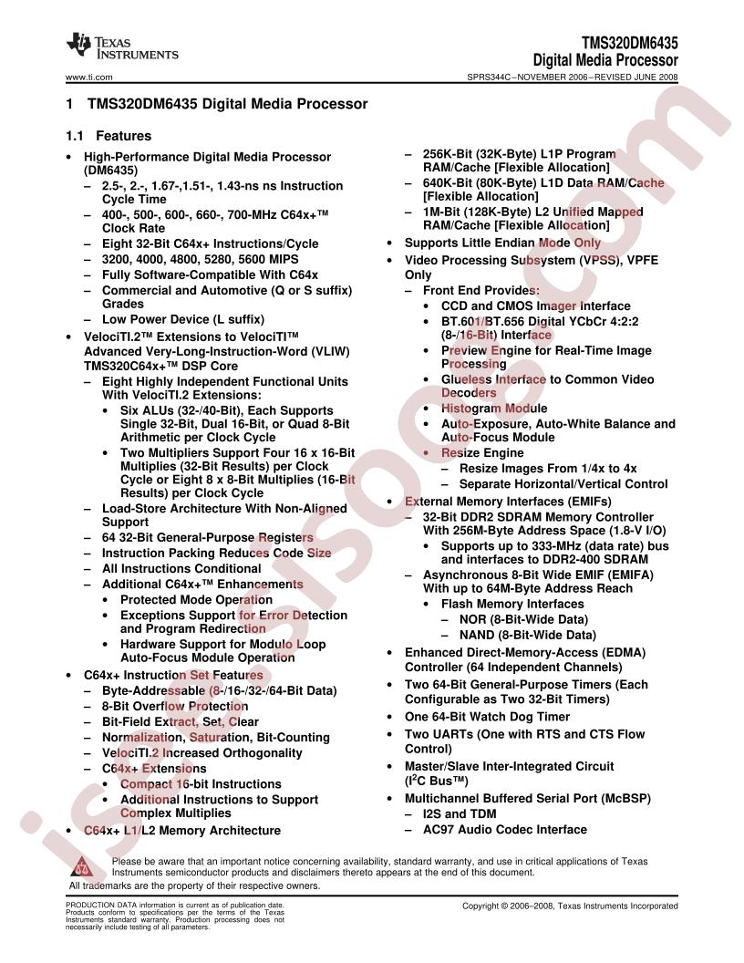 TMS320DM6435 Datasheet