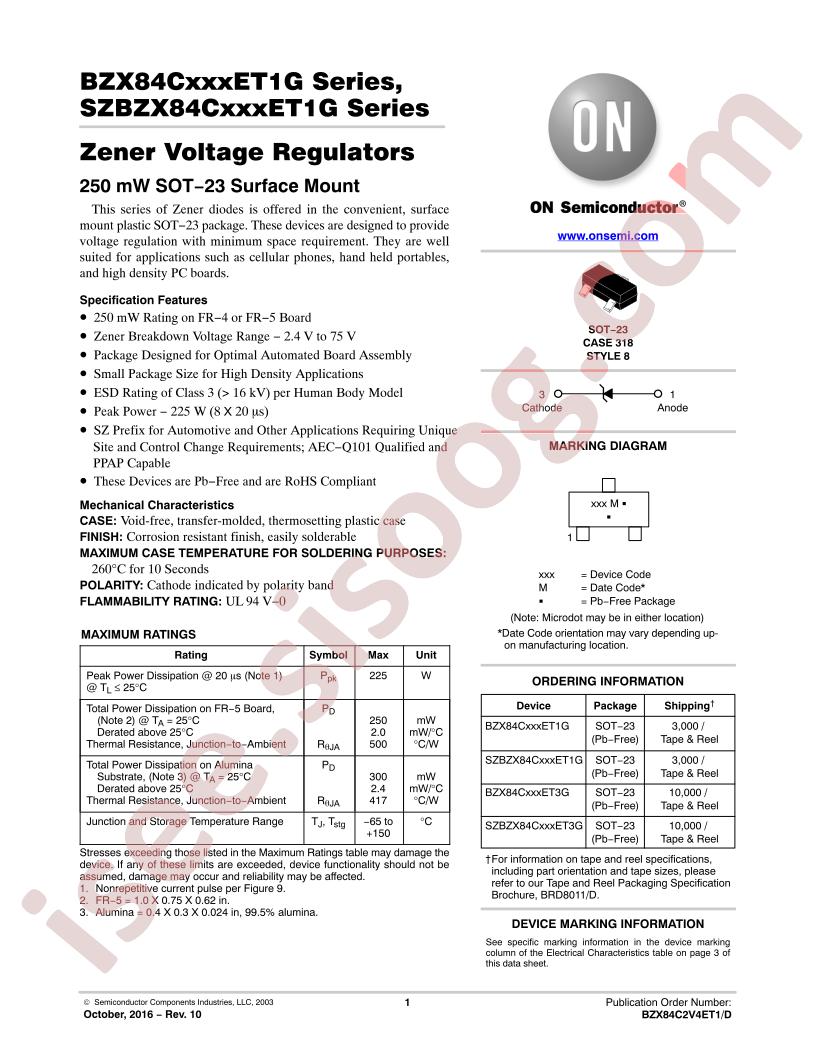 BZX84CxzxET1G, SZBZX84CxzxET1G Series