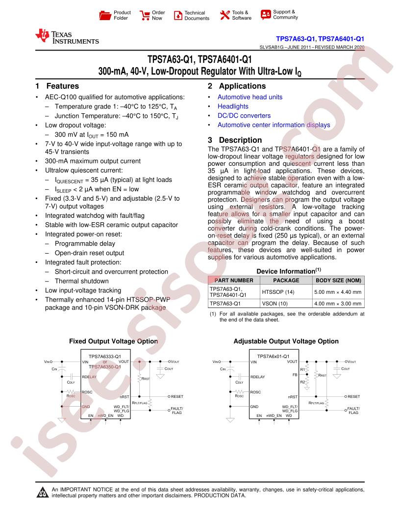 TPS7A63xx-Q1, 6401-Q1 Datasheet