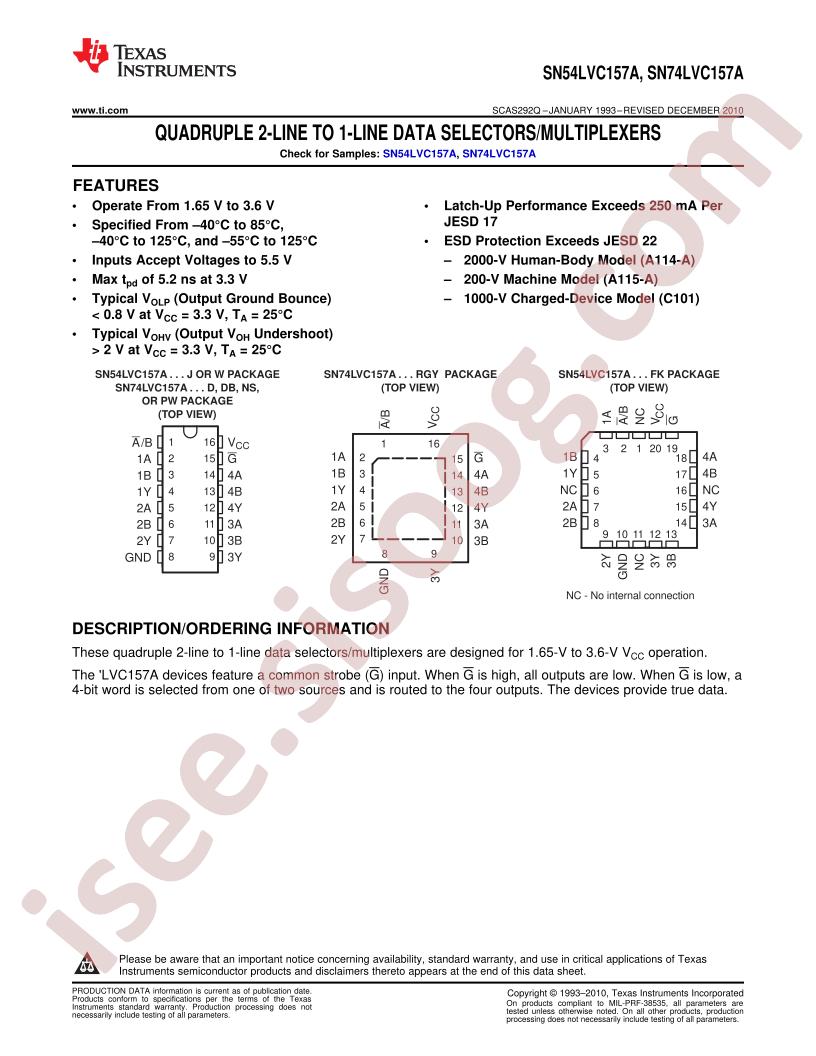 SN54LVC157A, SN74LVC157A
