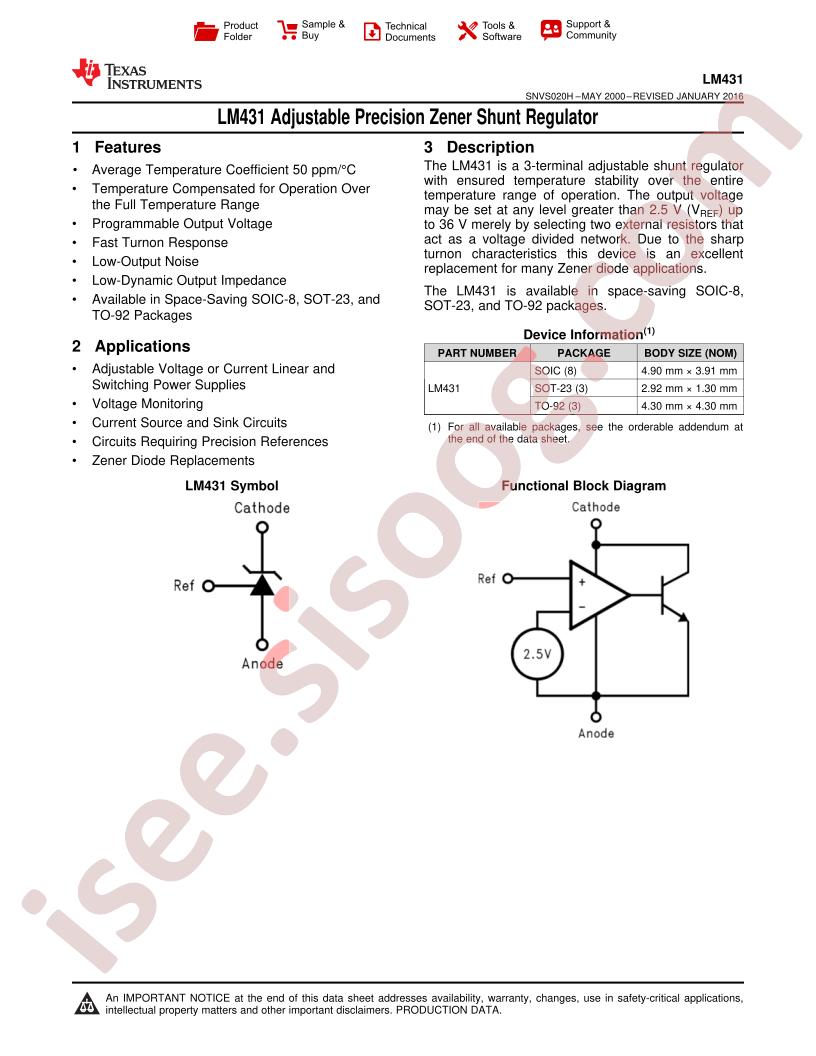 LM431 Datasheet