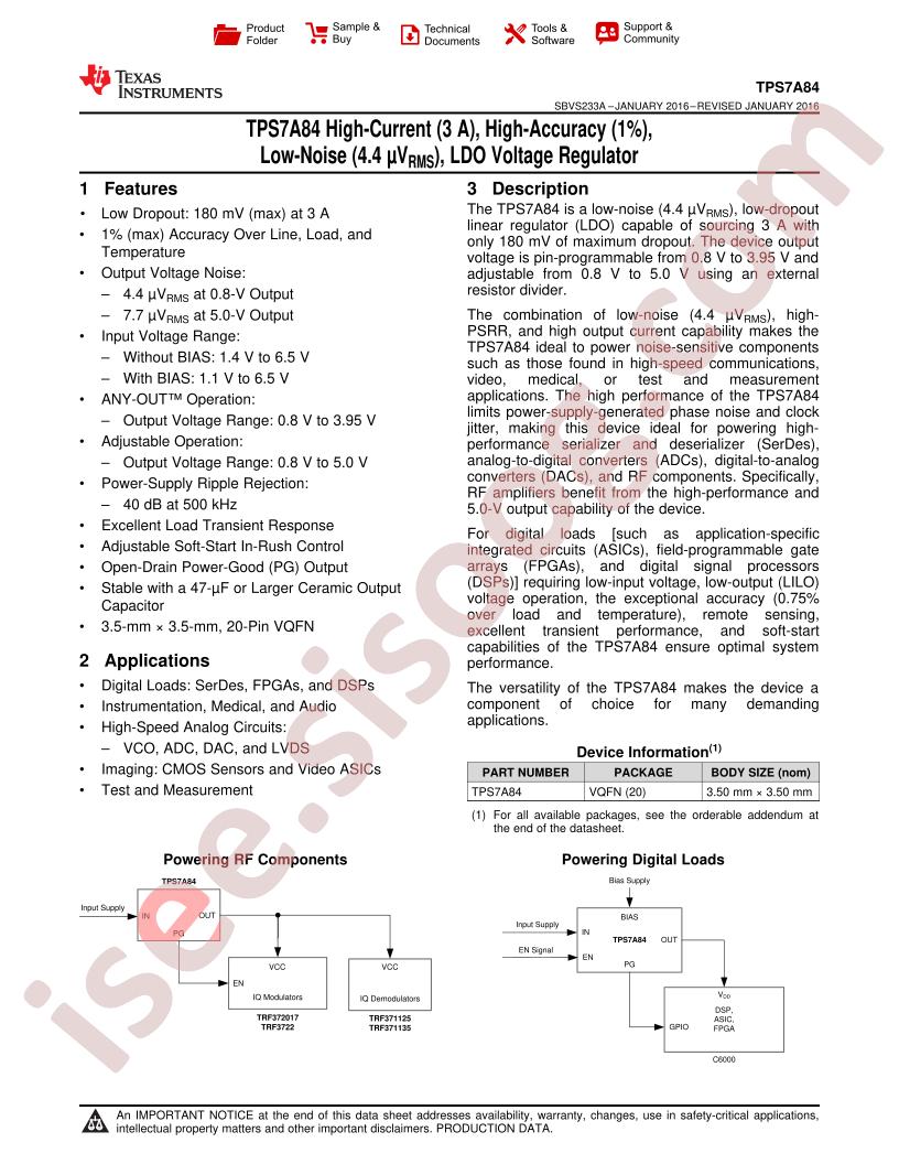 TPS7A84 Datasheet