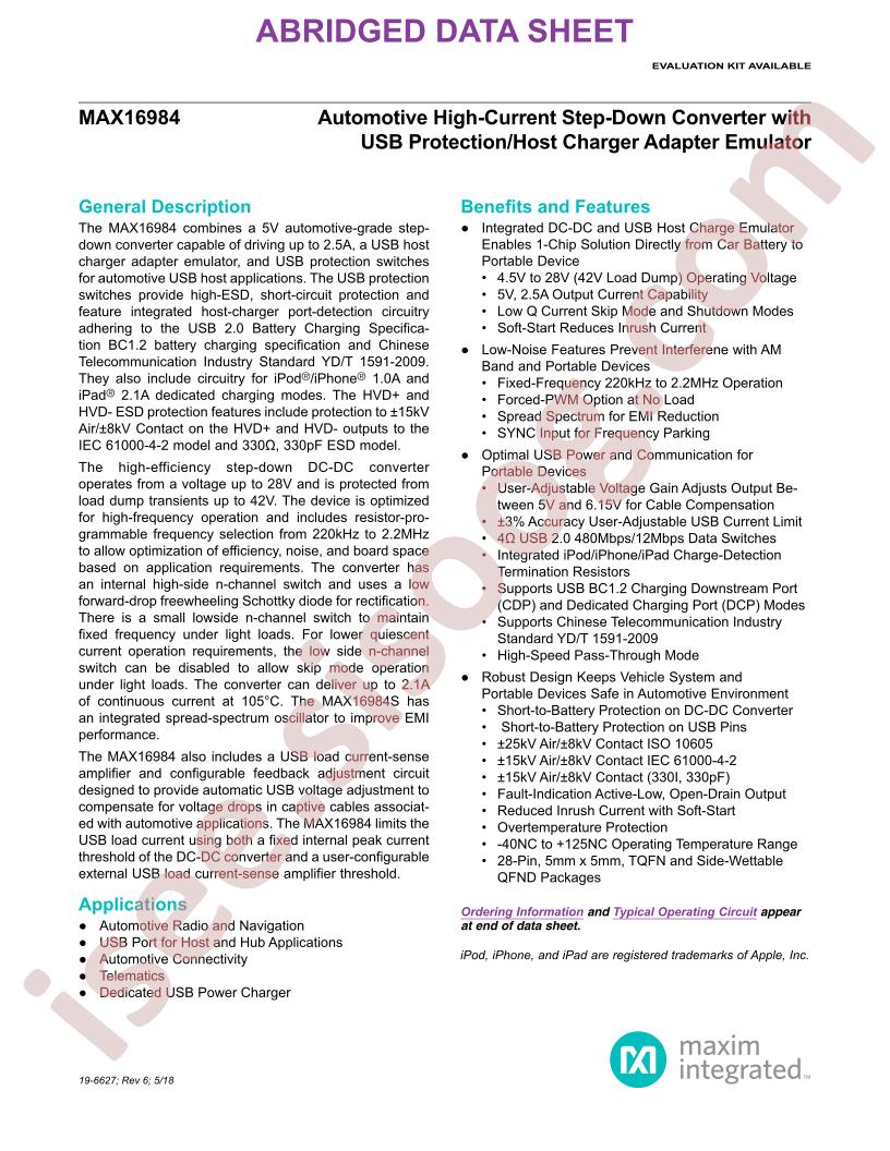 MAX16984 Datasheet