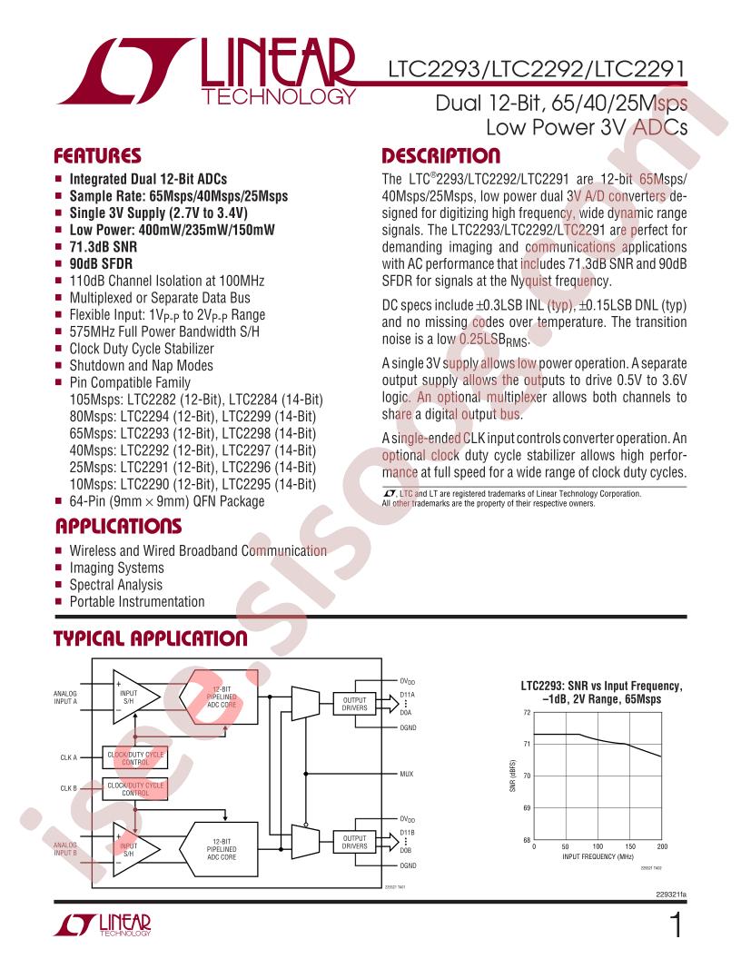 LTC2293/92/91