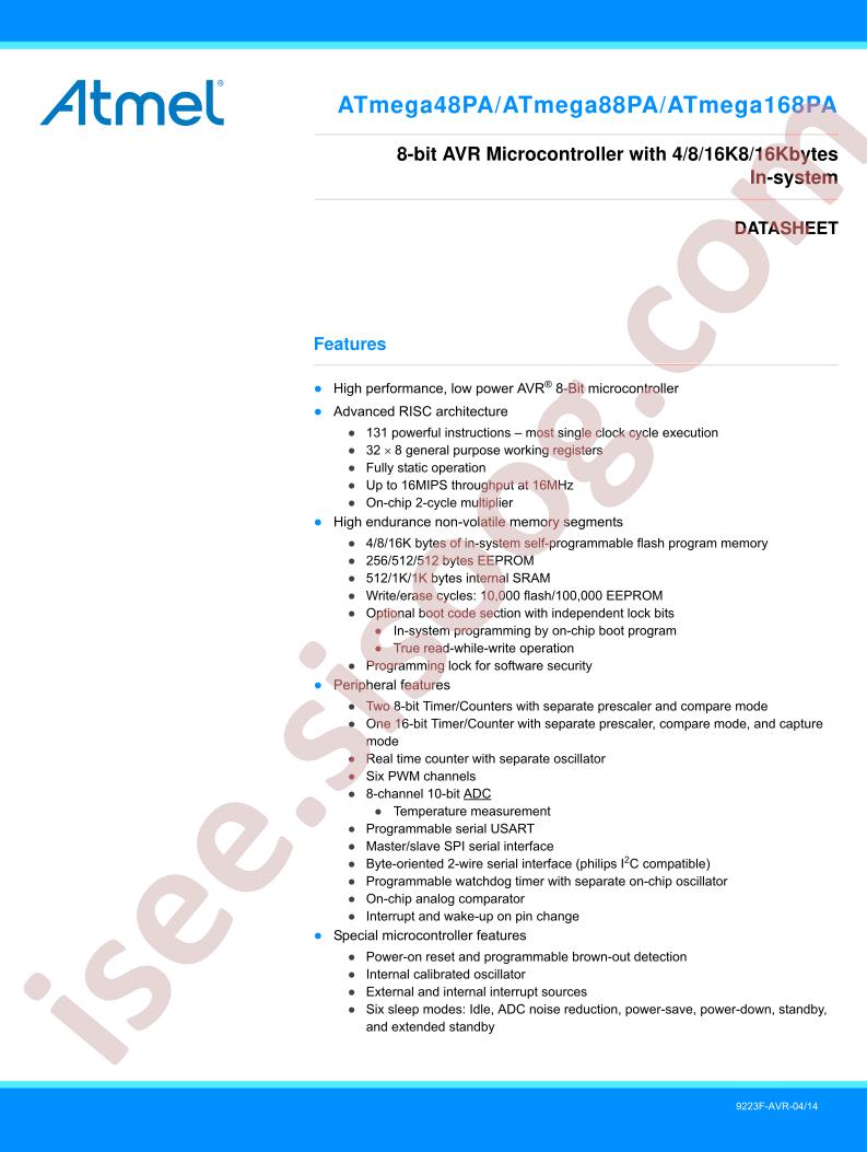 ATmega48/88/168PA Datasheet