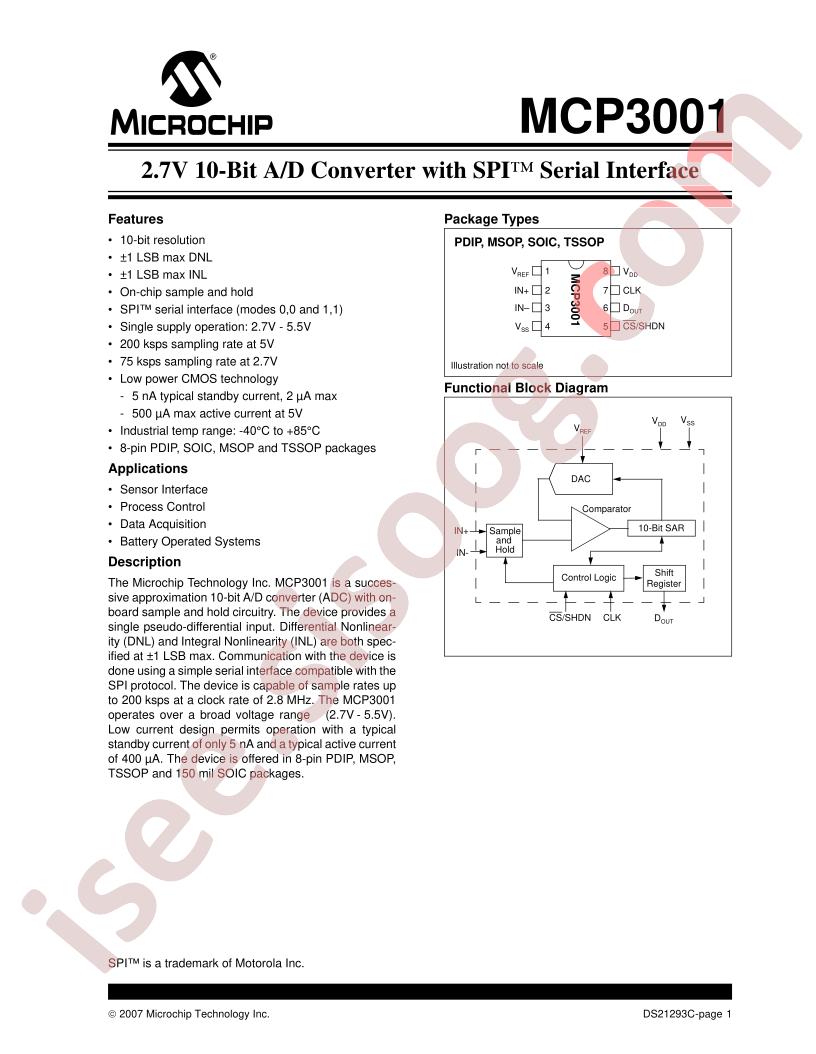 MCP3001 Data Sheet