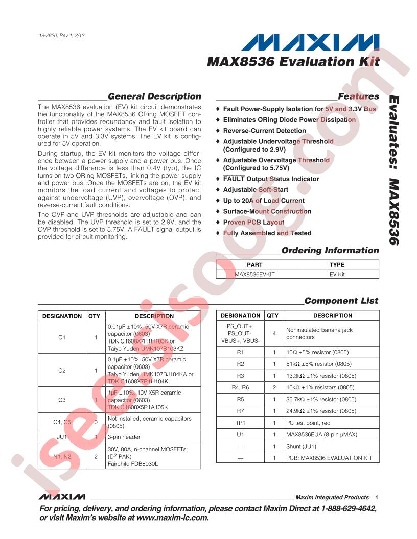 MAX8536 Eval Kit