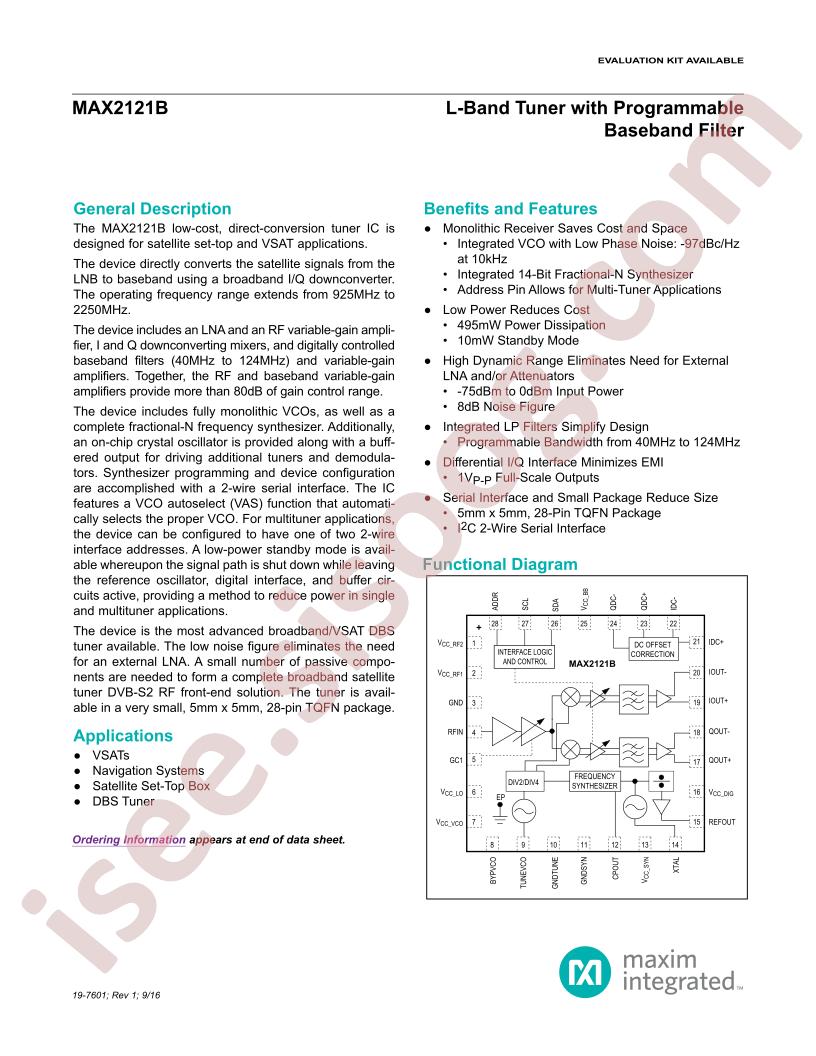 MAX2121B Datasheet