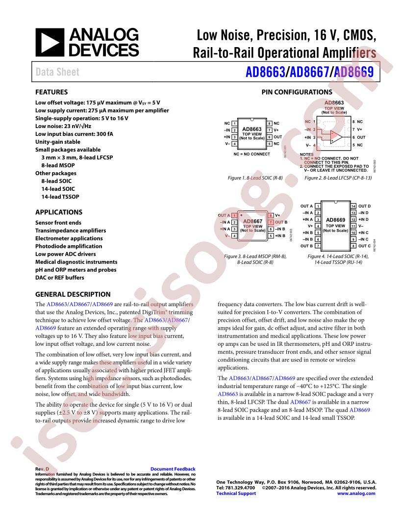 AD8663,67,69