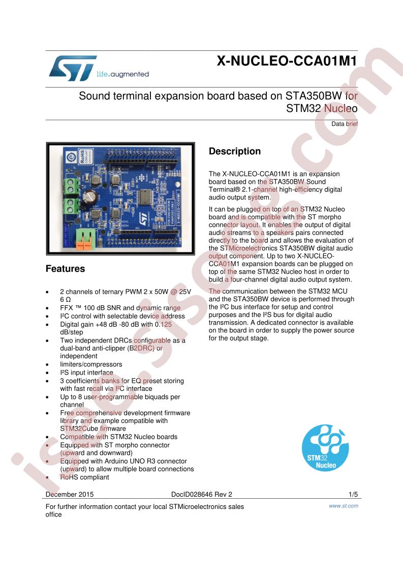 X-NUCLEO-CCA01M1 Data Brief