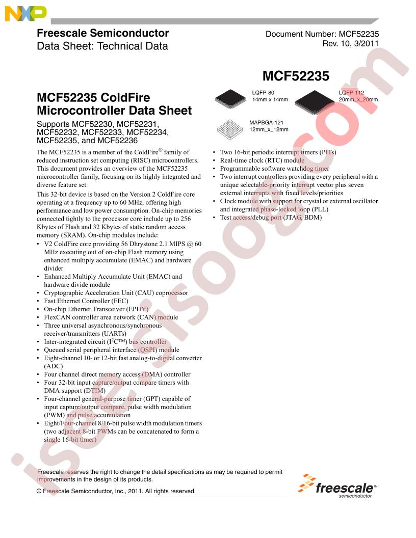 MCF52235 Datasheet