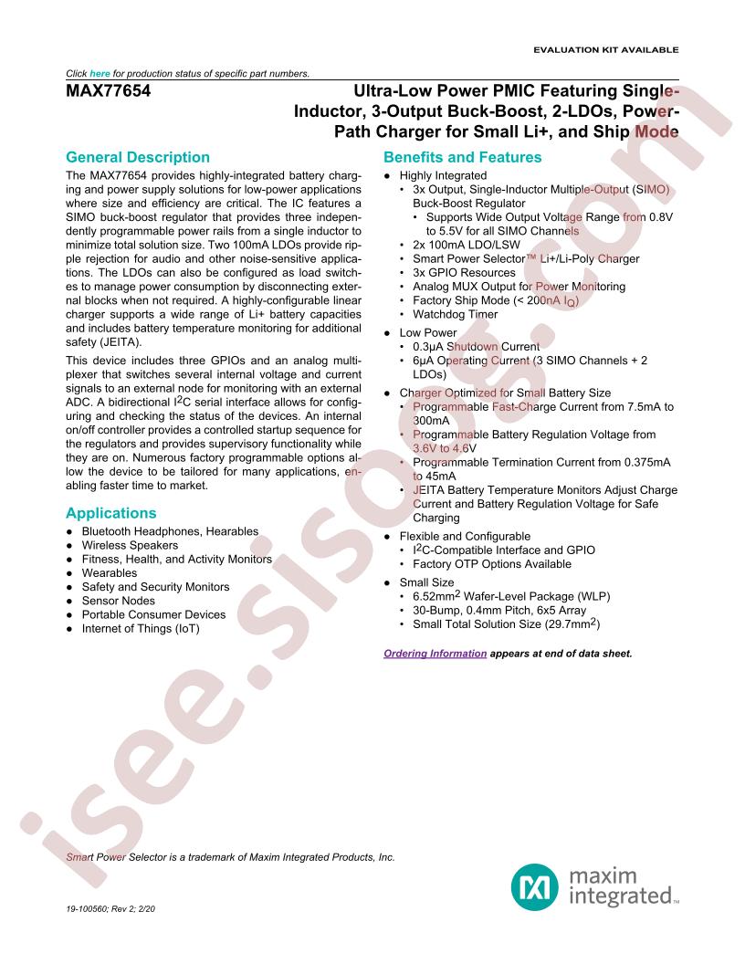 MAX77654 Datasheet
