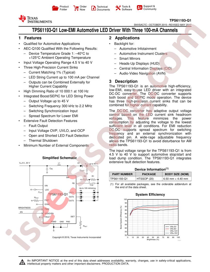 TPS61193-Q1 Datasheet
