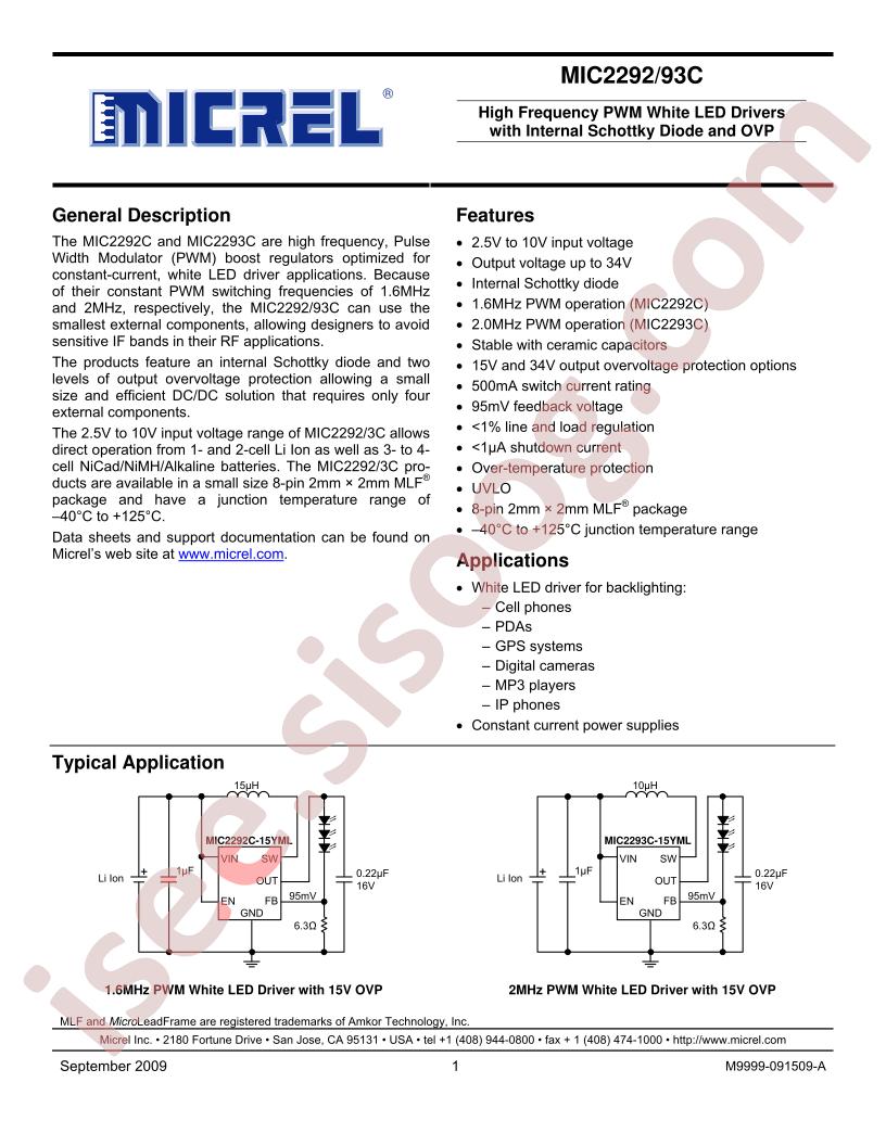 MIC2292/93C