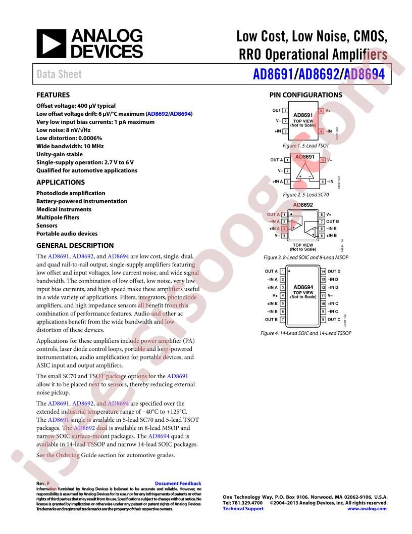 AD869(1,2,4) Datasheet