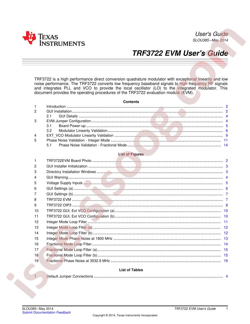 TRF3722EVM User Guide