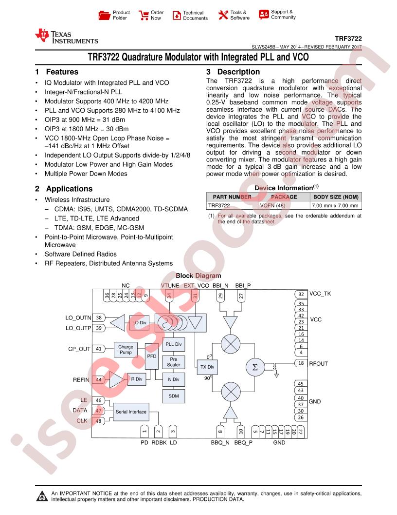 TRF3722 Datasheet