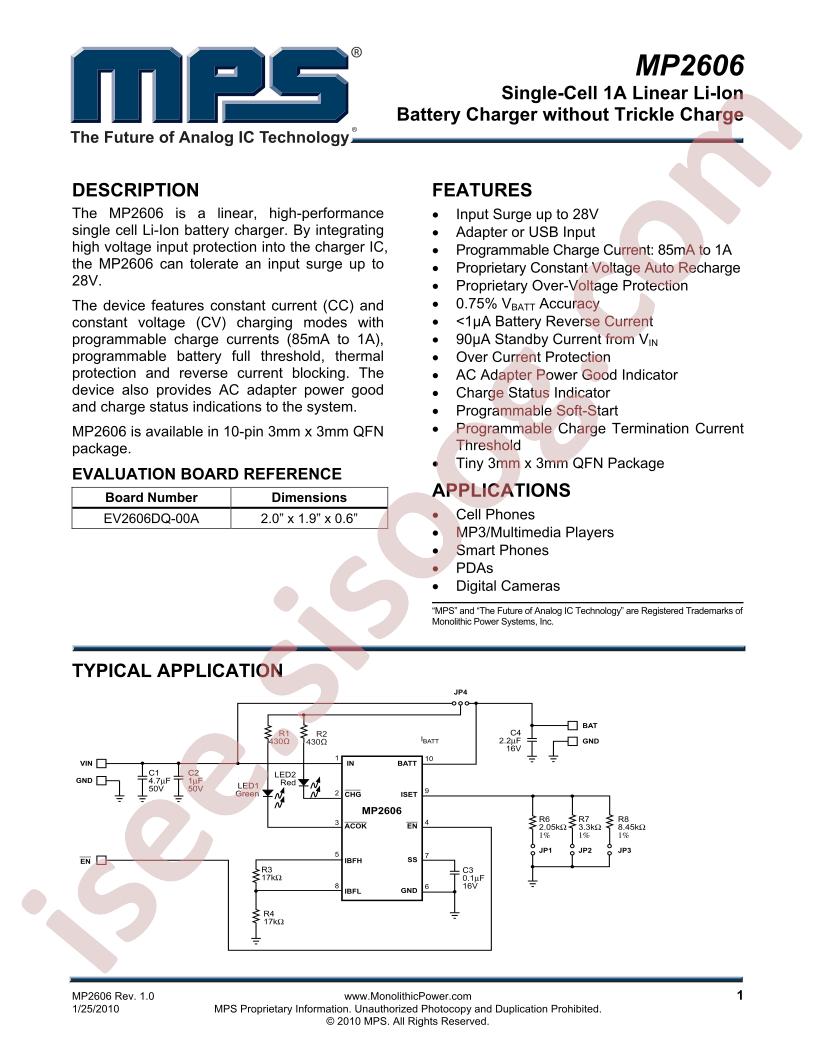 MP2606 Datasheet