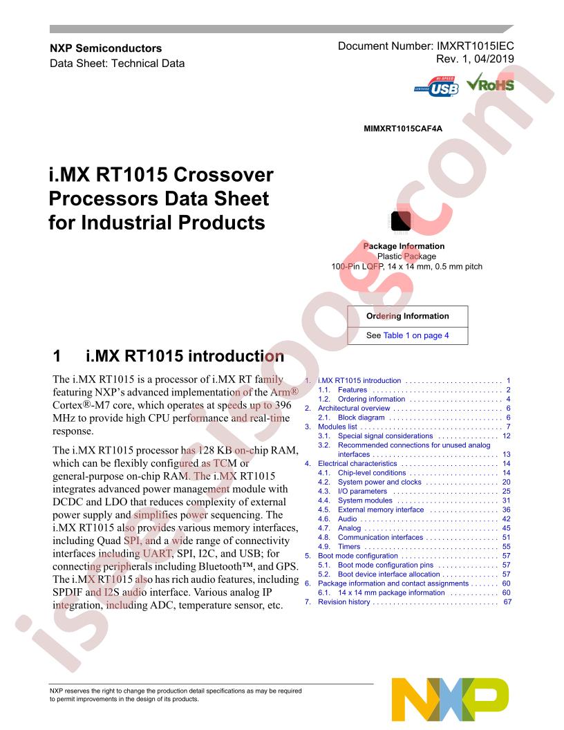 i.MX RT1015 Crossover Processors for Ind.