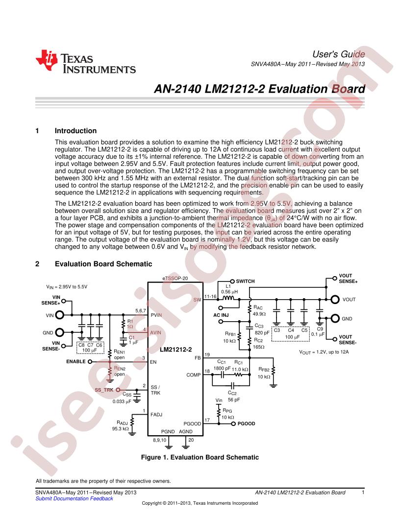 LM21212-2 Eval Brd