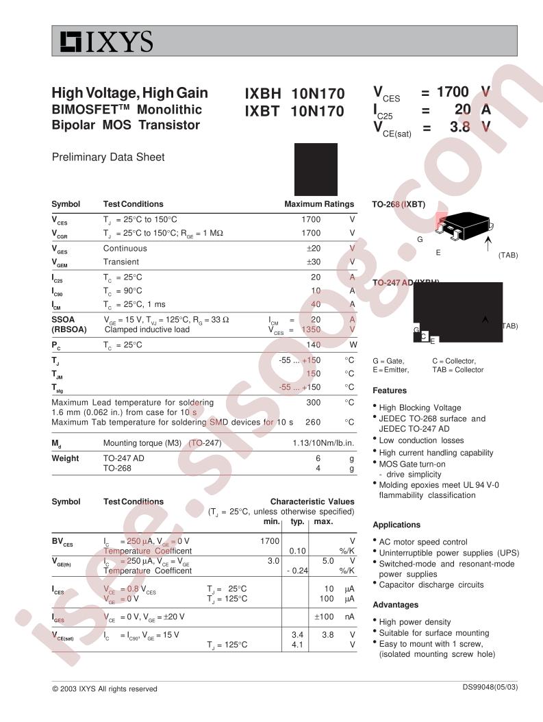 IXB(H,T)10N170