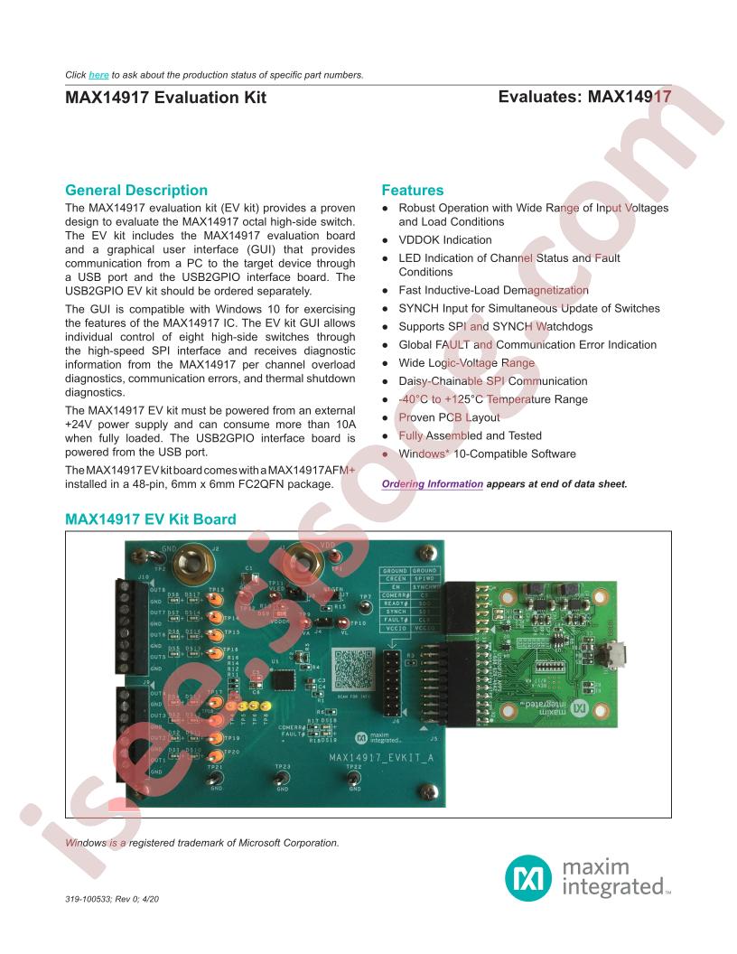 MAX14917 Evaluation Kit