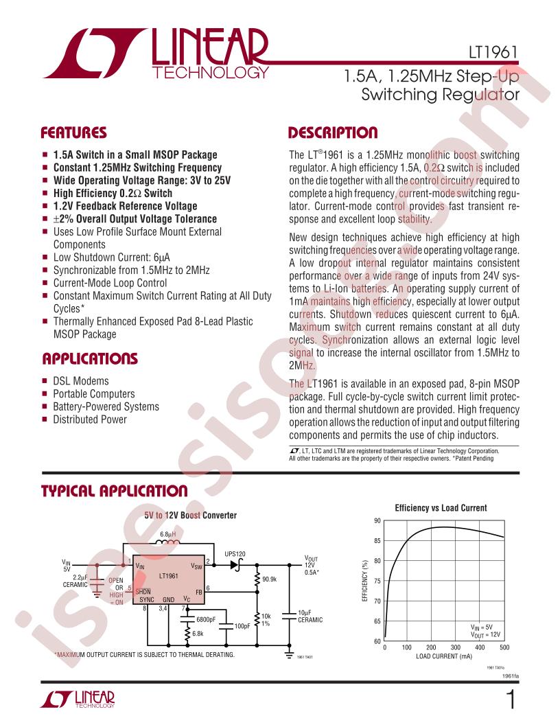 LT1961 Datasheet