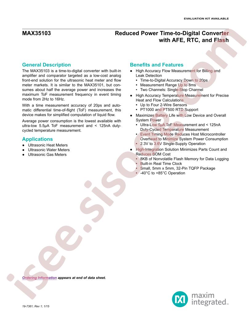 MAX35103 Datasheet