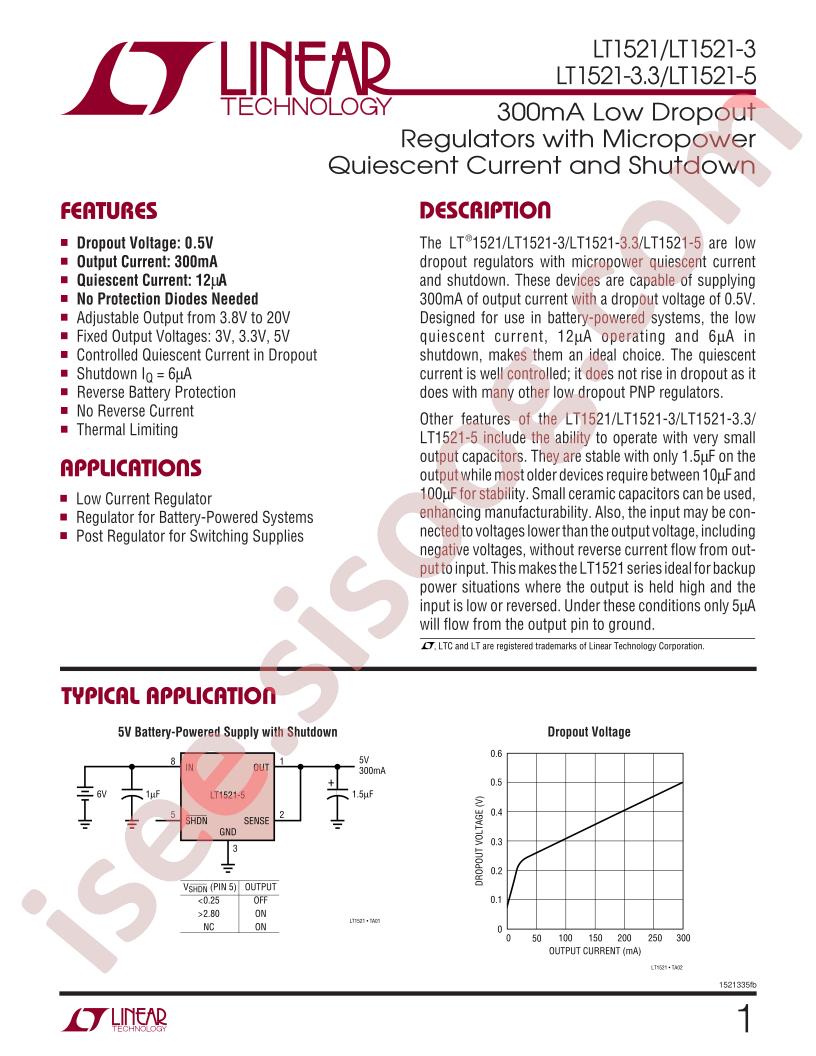 LT1521-(3, 3.3, 5) Datasheet