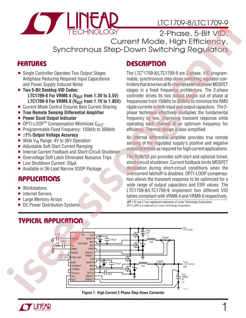 LTC1709-8, LTC1709-9