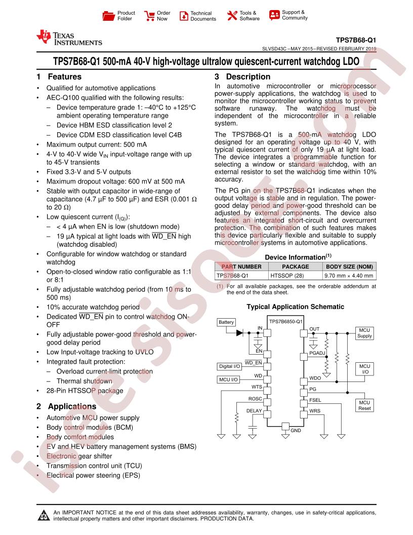 TPS7B6833-Q1, TPS7B6850 Datasheet