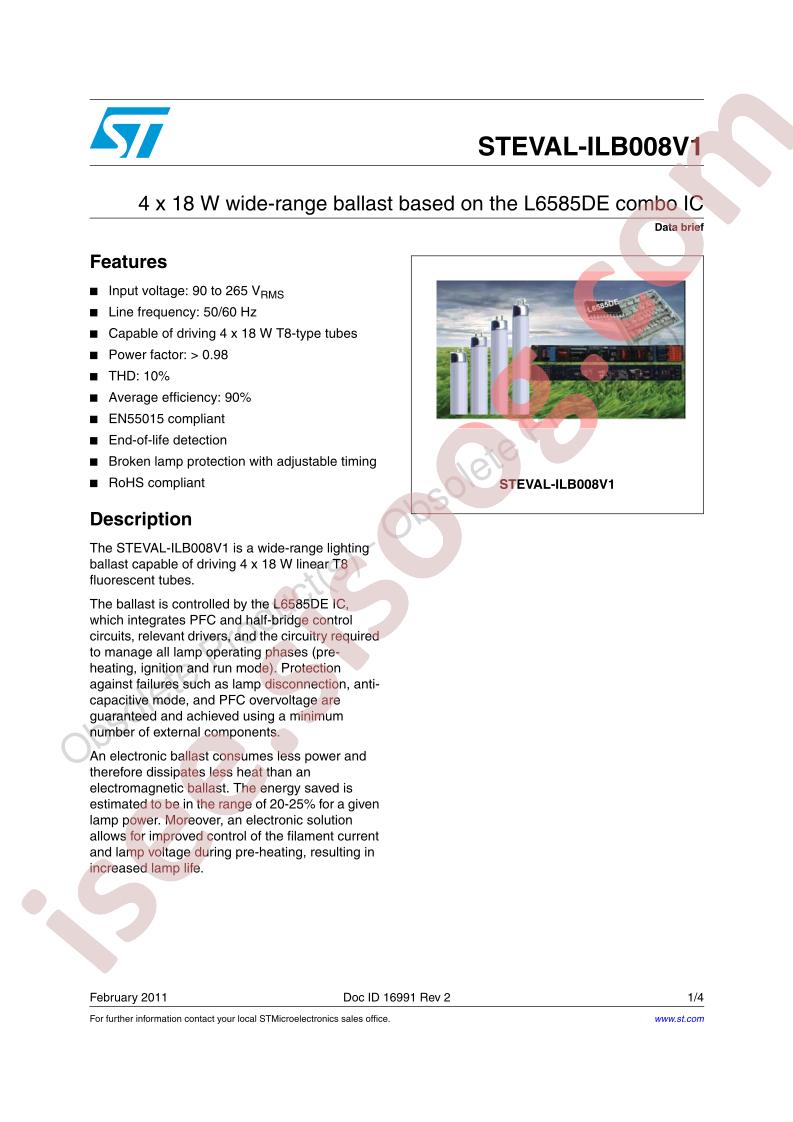 STEVAL-ILB008V1 Data Brief