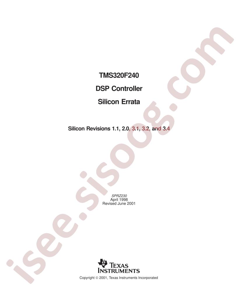 TMS320F240 Silicon Errata