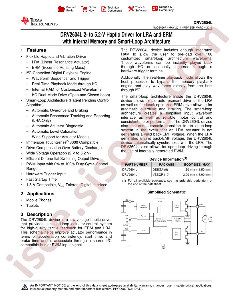 DRV2604L Datasheet
