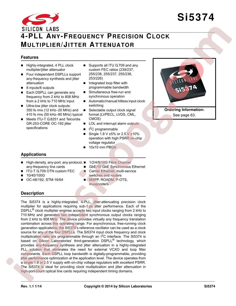 SI5374 Datasheet