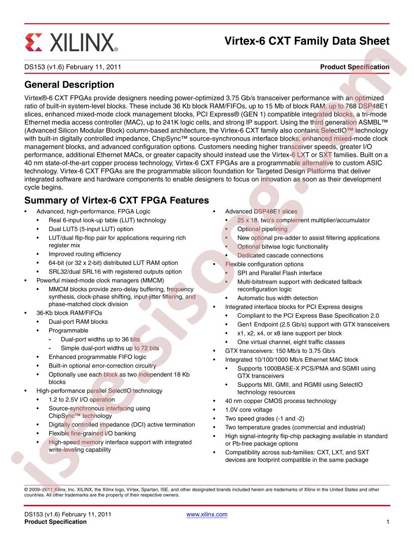 Virtex-6 CXT Datasheet