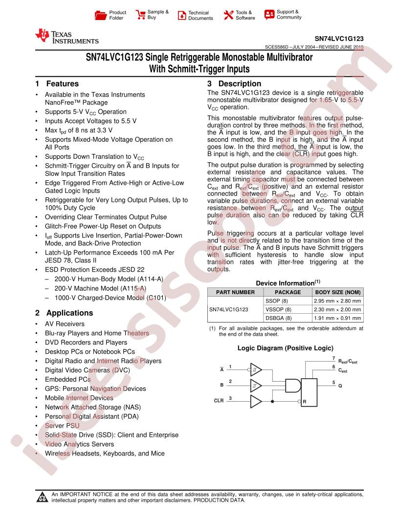 SN74LVC1G123 Datasheet