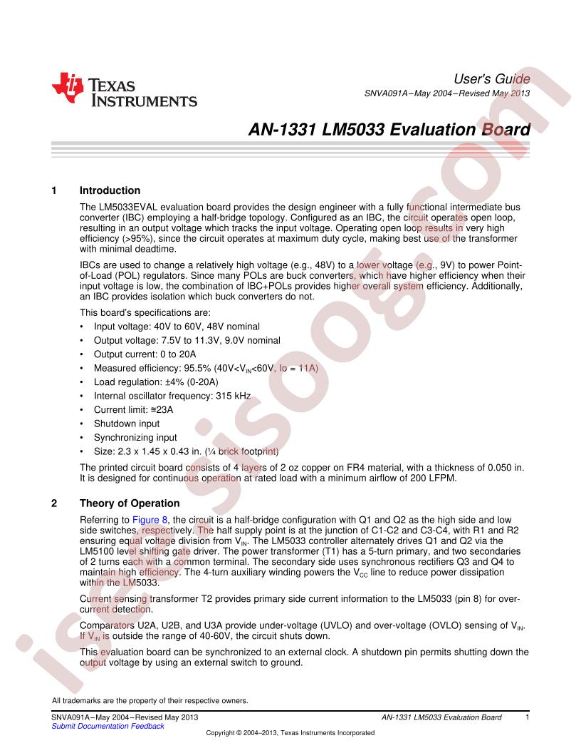 LM5033 Eval Board AppNote
