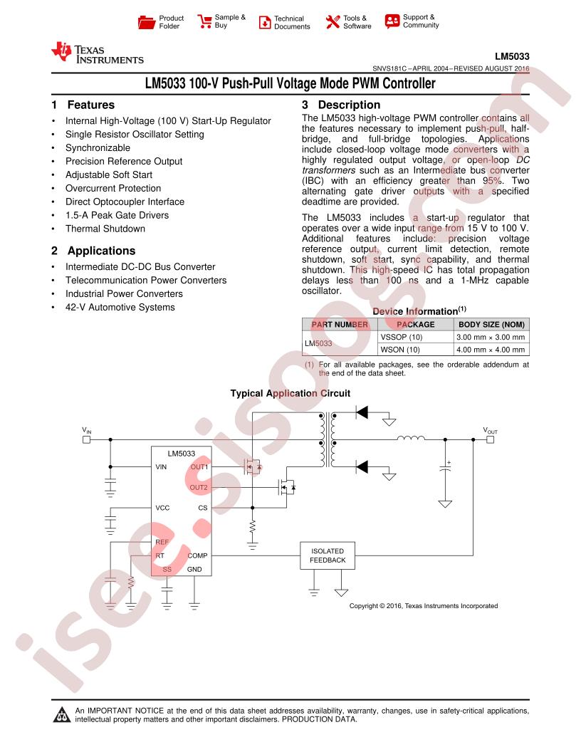LM5033 Datasheet