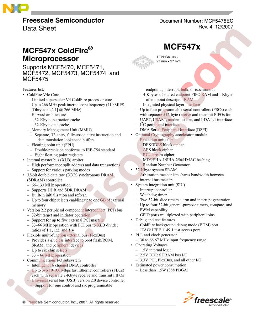 MCF547x Datasheet