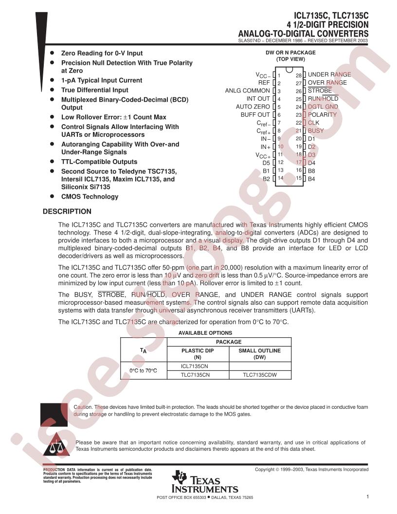 ICL135C,TLC7135C