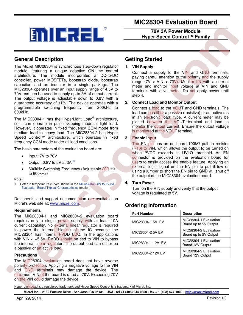 MIC28304 Eval Board