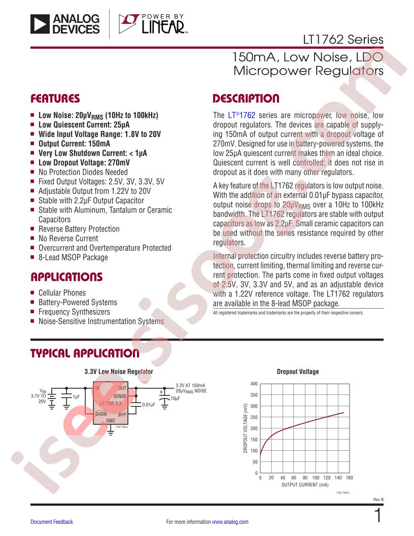 LT1762 Series Datasheet